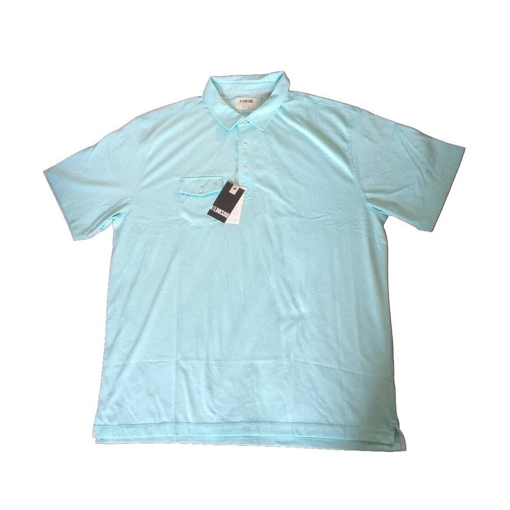 Link Soul Golf Polo Men 2X Blue Short Sleeve Cotton Shirt New with Tags‎